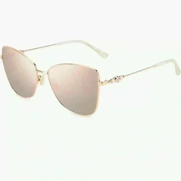 Jimmy Choo 56mm Tesos Square Sunglasses in Gold Copper/ Pink Flash Slv NWT - Picture 2 of 11